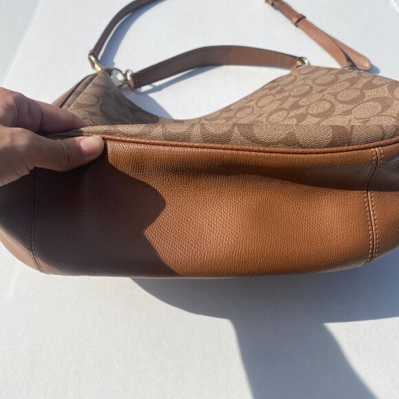 Coach Brown Signature Coated Canvas and Leather Harley Hobo - Picture 5 of 16